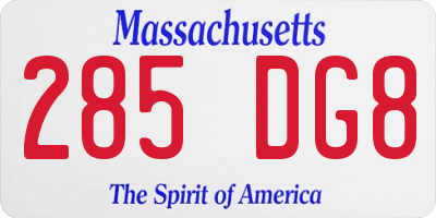 MA license plate 285DG8