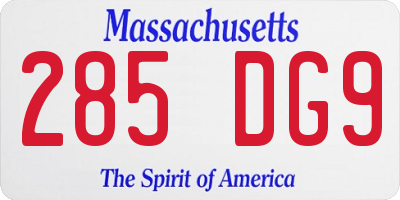 MA license plate 285DG9