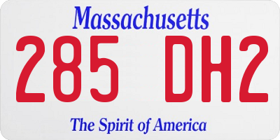 MA license plate 285DH2