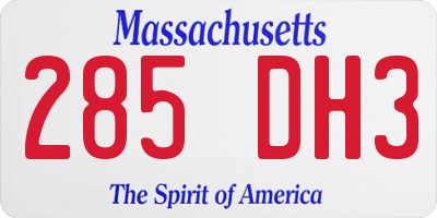MA license plate 285DH3