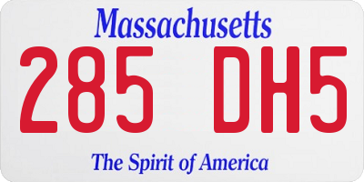 MA license plate 285DH5