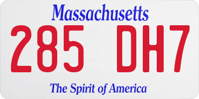 MA license plate 285DH7