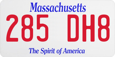 MA license plate 285DH8