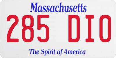 MA license plate 285DI0