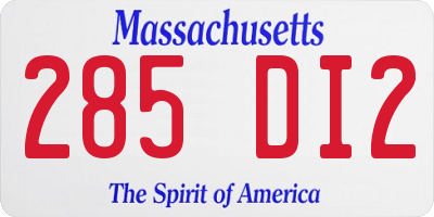 MA license plate 285DI2