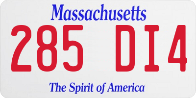 MA license plate 285DI4
