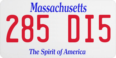 MA license plate 285DI5