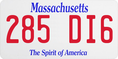 MA license plate 285DI6