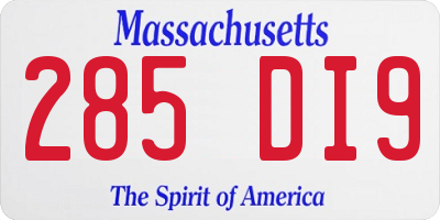 MA license plate 285DI9