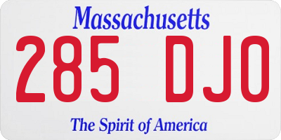 MA license plate 285DJ0