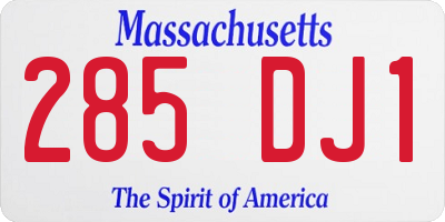 MA license plate 285DJ1