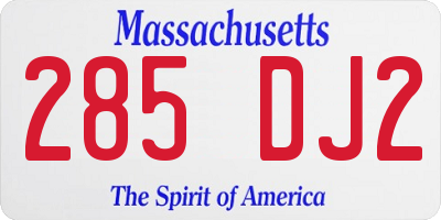 MA license plate 285DJ2