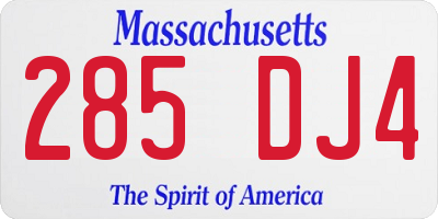 MA license plate 285DJ4
