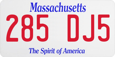 MA license plate 285DJ5