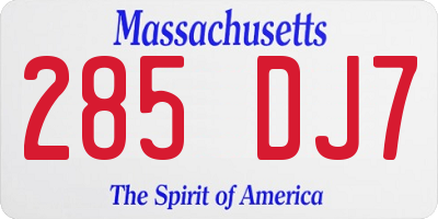 MA license plate 285DJ7