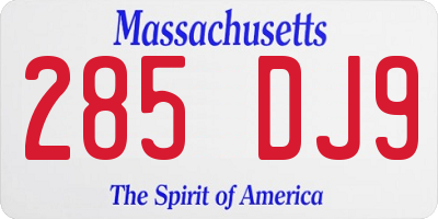 MA license plate 285DJ9