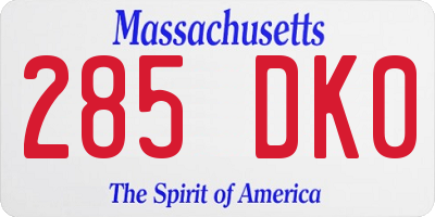 MA license plate 285DK0