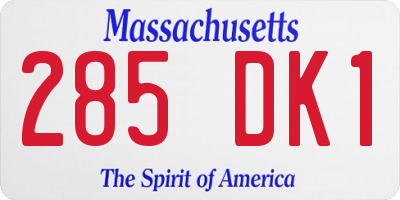 MA license plate 285DK1