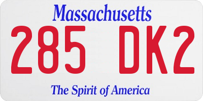 MA license plate 285DK2