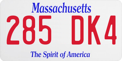 MA license plate 285DK4