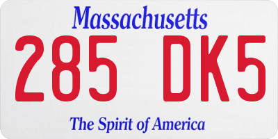 MA license plate 285DK5