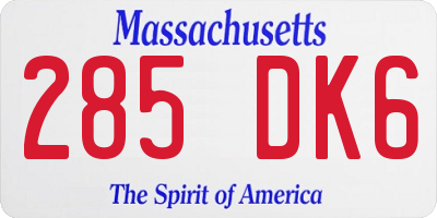 MA license plate 285DK6