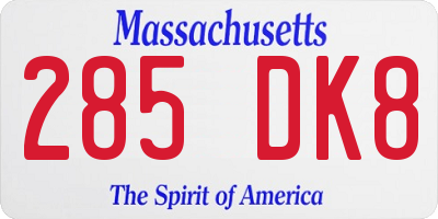 MA license plate 285DK8