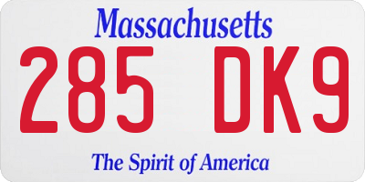 MA license plate 285DK9