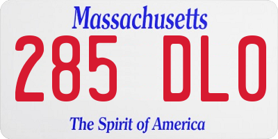 MA license plate 285DL0
