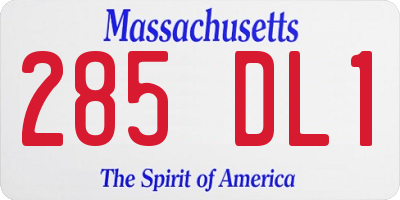 MA license plate 285DL1