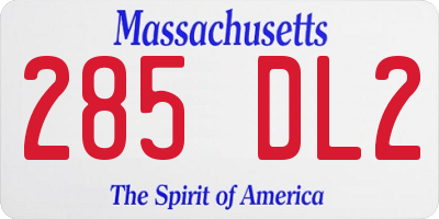MA license plate 285DL2