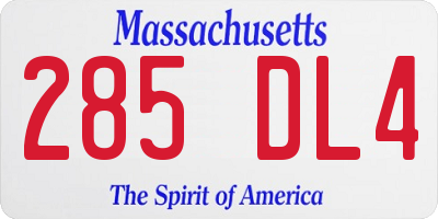 MA license plate 285DL4