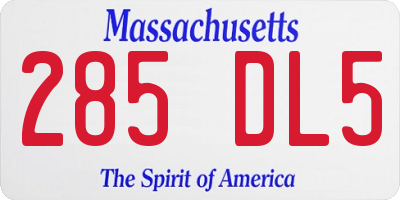 MA license plate 285DL5
