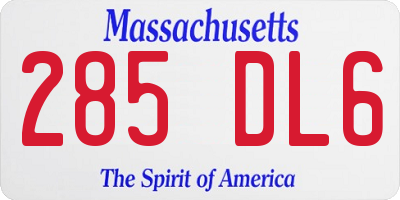 MA license plate 285DL6