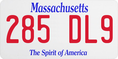 MA license plate 285DL9