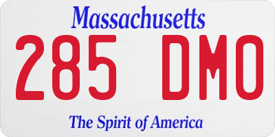 MA license plate 285DM0