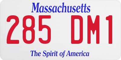 MA license plate 285DM1