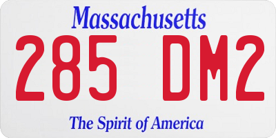 MA license plate 285DM2