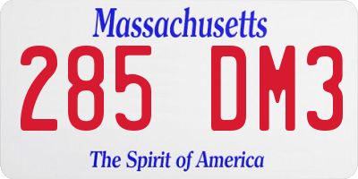 MA license plate 285DM3