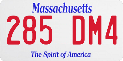 MA license plate 285DM4