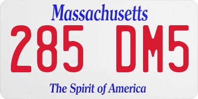 MA license plate 285DM5