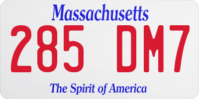 MA license plate 285DM7