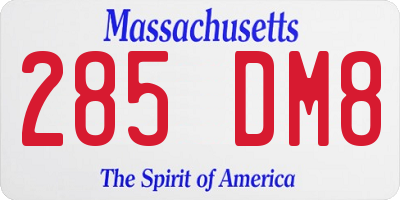 MA license plate 285DM8