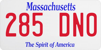 MA license plate 285DN0