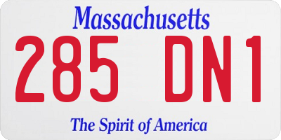 MA license plate 285DN1