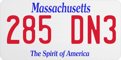 MA license plate 285DN3