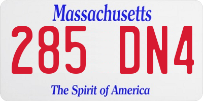 MA license plate 285DN4