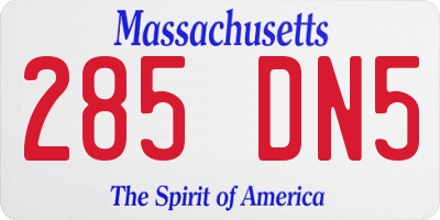 MA license plate 285DN5
