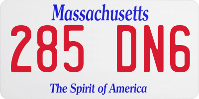 MA license plate 285DN6