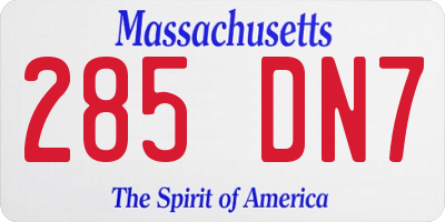 MA license plate 285DN7